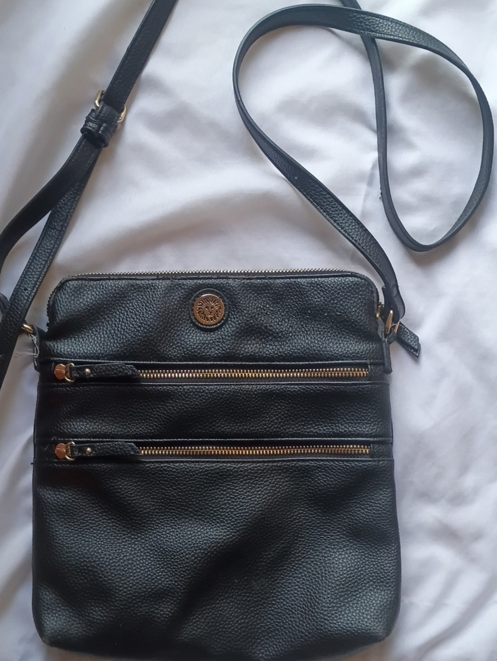 Anne Klein Black Crossbody with Gold Hardware